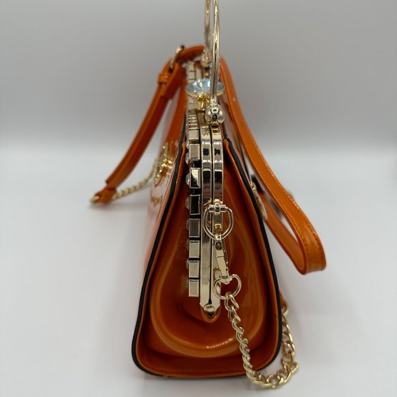 NWT Orange Metallic Brangio Italy Starry Embrace Diamond Handbag/Crossbo… - Picture 5 of 13